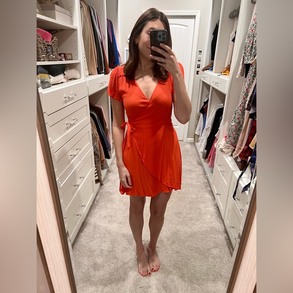 Orange Wrap Dress- Medium